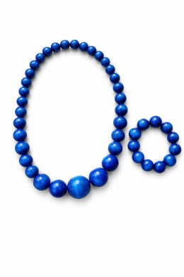 Drewniane korale - zestaw z bransoletką, kolor granat