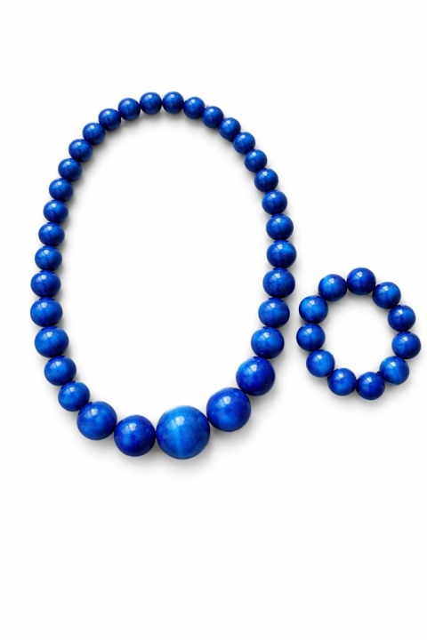 Drewniane korale - zestaw z bransoletką, kolor granat