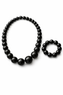 Drewniane czarne korale - zestaw z bransoletką