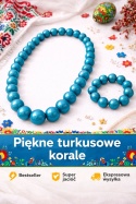Drewniane korale niebieskie - zestaw z bransoletką