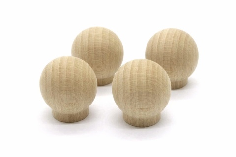 Gałki, uchwyty dębowe 35 mm – zestaw 4 sztuki + śruby