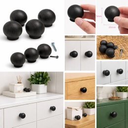 Gałki drewniane do mebli 10 szt | uchwyty meblowe kuliste | gałki do szafek komody szuflad