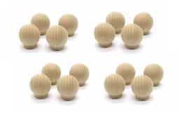 Gałki, uchwyty dębowe - zestaw 16 sztuk + śruby