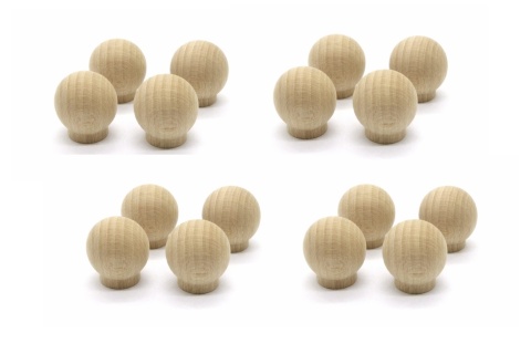 Gałki, uchwyty dębowe - zestaw 16 sztuk + śruby