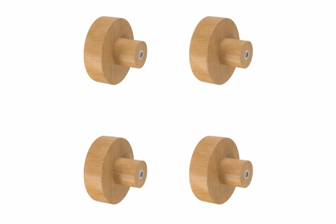 Gałki, uchwyty meblowe dąb lity fi 48 mm, zestaw 4 sztuk
