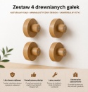 Gałki, uchwyty meblowe dąb lity fi 48 mm, zestaw 4 sztuk