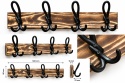 Listwa wieszakowa 50 cm – opalana deska z 4 metalowymi hakami