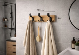 Listwa wieszakowa dąb 375 mm – lakierowana, metalowe haczyki