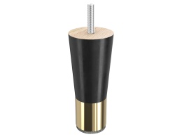 Noga bukowa prosta 15 cm - czerń + złoty metal