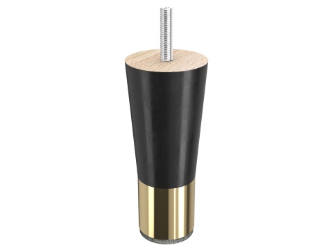 Noga bukowa prosta 15 cm - czerń + złoty metal