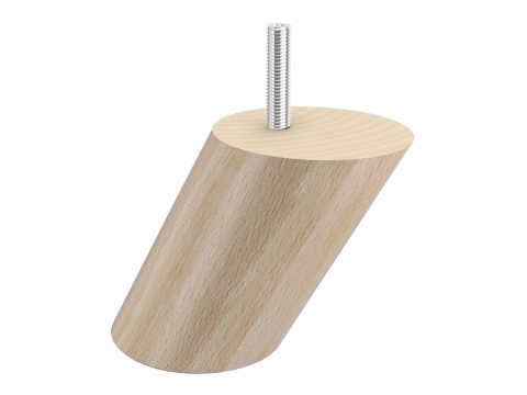Noga bukowa walec skośny 15 cm - lakier bezbarwny