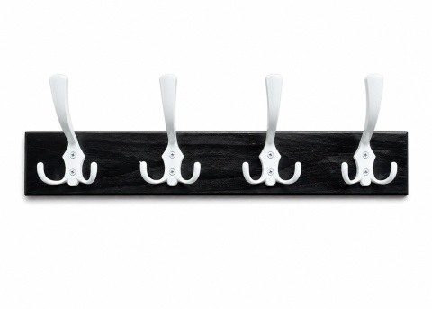 Stylowa, czarna listwa wieszakowa drewno + metal , 50 cm, przedpokój, łazienka