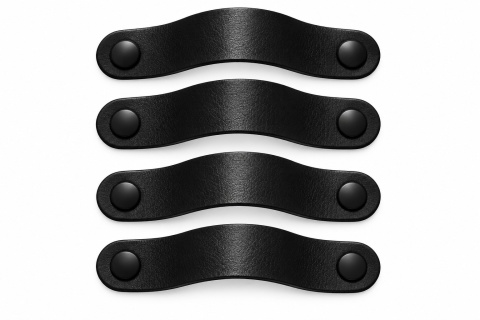 Uchwyty skórzane czarne 4 szt. 64 mm do mebli szuflad skóra