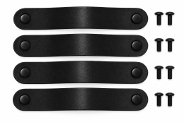 Uchwyty skórzane czarne 4 szt. do mebli szuflad 120 mm skóra