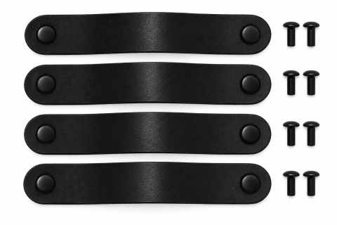 Uchwyty skórzane czarne 4 szt. do mebli szuflad 120 mm skóra