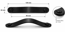 Uchwyty skórzane czarne 4 szt. do mebli szuflad 120 mm skóra