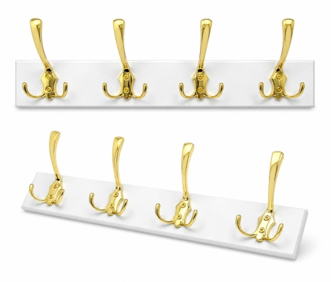 Wieszak ścienny PREMIUM 50 cm ,drewniany + metalowe haki | NOWOCZESNY / LOFT
