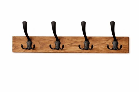 Wieszak ścienny drewniany 4 haczyki LOFT industrial do przedpokoju łazienki 50 cm