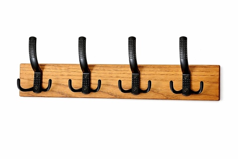 Wieszak ścienny drewniany 4 haczyki LOFT industrial do przedpokoju łazienki 50 cm