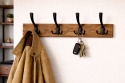 Wieszak ścienny drewniany 4 haczyki LOFT industrial do przedpokoju łazienki 50 cm