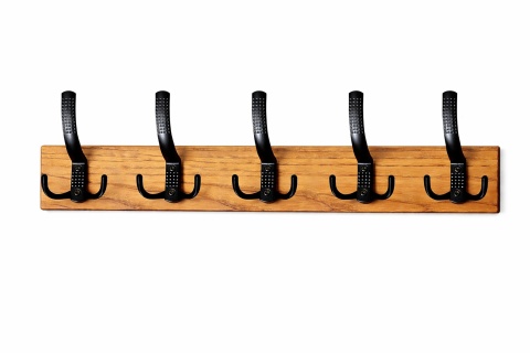 Wieszak ścienny drewniany 5 haczyków LOFT industrial do przedpokoju łazienki 62,5 cm